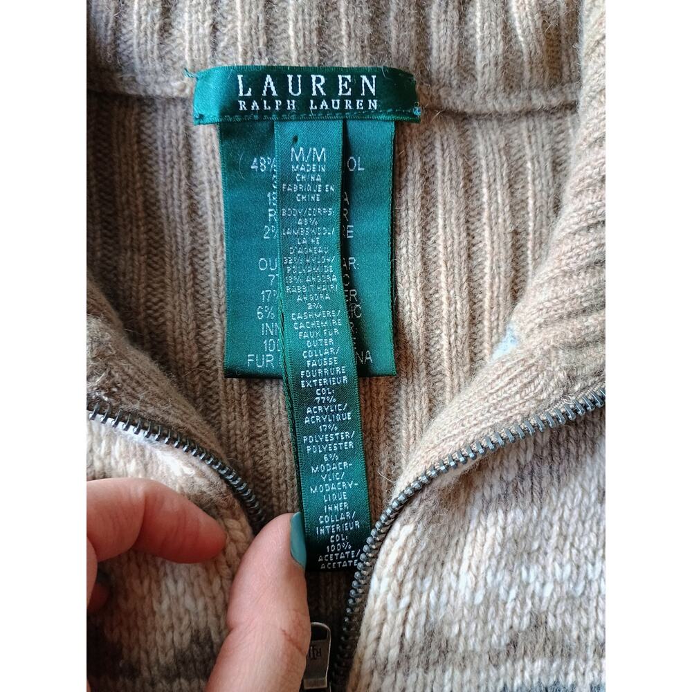 Lauren Ralph Lauren Fair Isle Nordic luxury lambswool angora cashmere full zip M - Picture 16 of 16